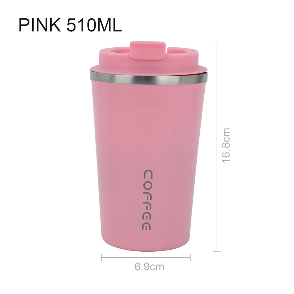 Stainless Steel Car Thermal Mug Thermos Coffee Bottles Insulated Water  Tumbler Leak-Proof Travel Thermal Vacuum Flask 380/510ml