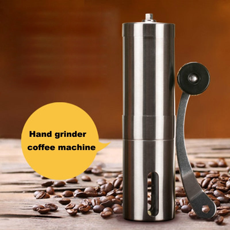 Silver Coffee Grinder Mini Stainless Steel Hand Manual Handmade Coffee Bean Grinders Mill Kitchen Grinding Coffee Making Tools